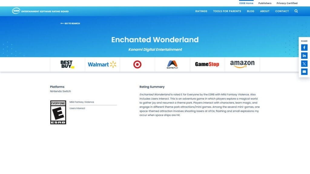 科乐美神秘游戏《Enchanted Wonderland》通过ESRB评级 确认登陆Switch 科乐美神秘游戏《Enchanted Wonderland》通过ESRB评级 确认登陆Switch