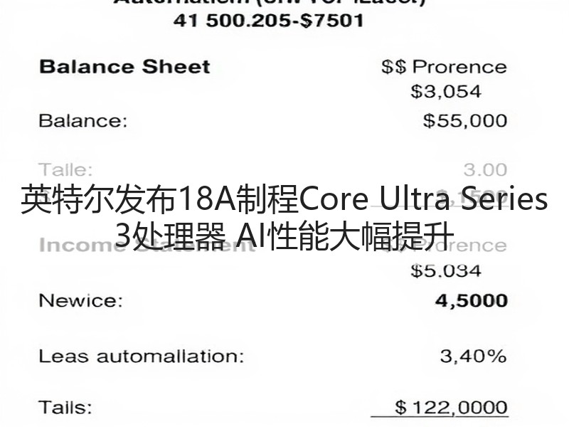 英特尔发布18A制程Core Ultra Series 3处理器 AI性能大幅提升