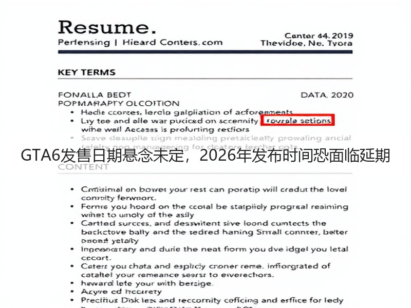 GTA6发售日期悬念未定，2026年发布时间恐面临延期