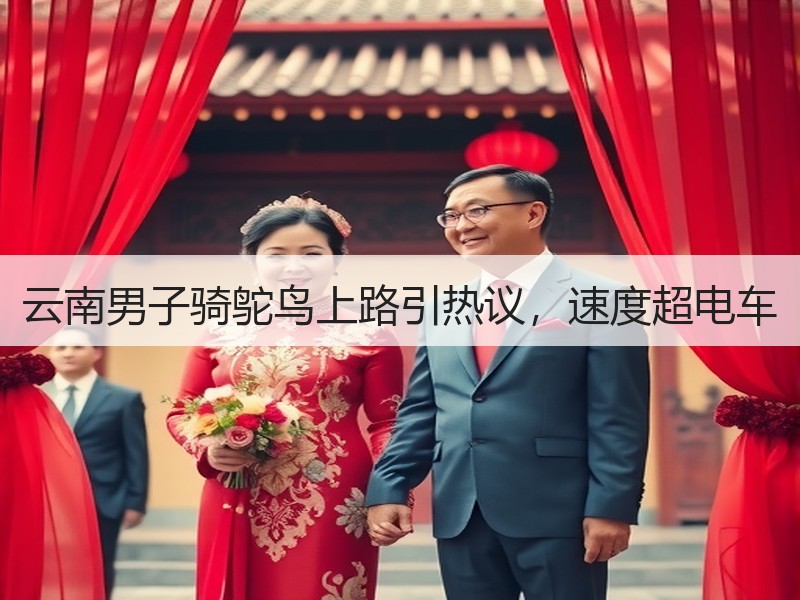 云南男子骑鸵鸟上路引热议，速度超电车