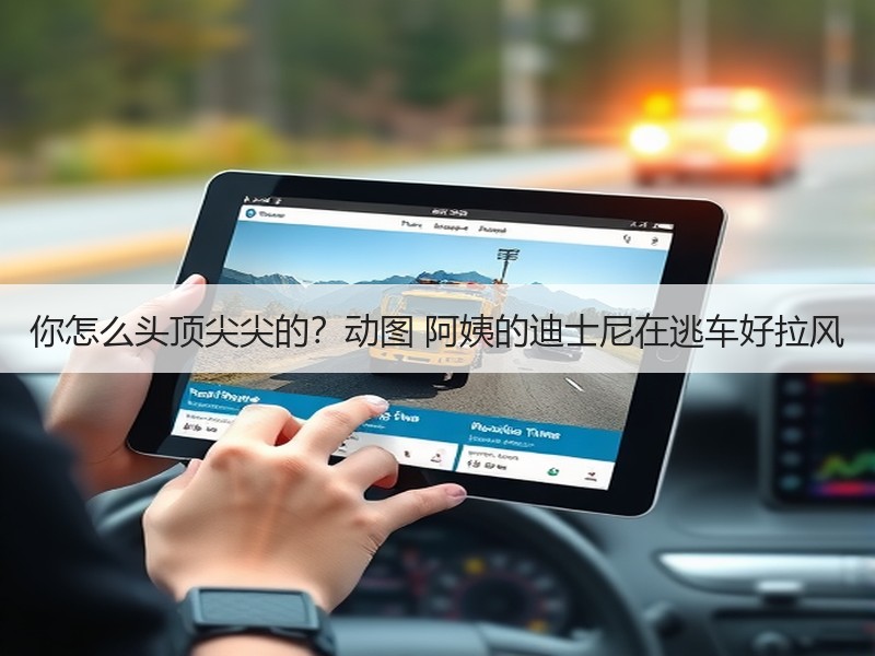 你怎么头顶尖尖的？动图 阿姨的迪士尼在逃车好拉风