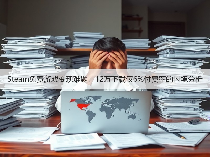 Steam免费游戏变现难题：12万下载仅6%付费率的困境分析